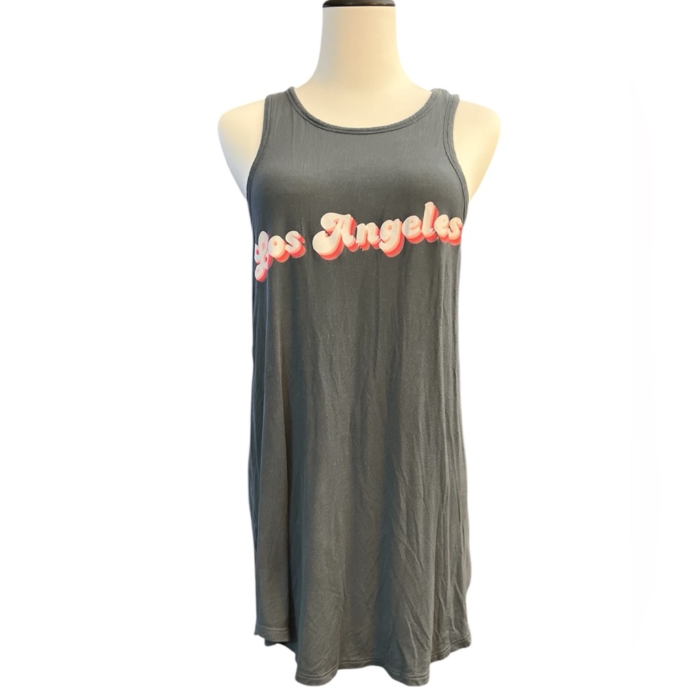 Victoria Secret Pink, Gray Tank Top with Pink and White “Los Angeles” wording.